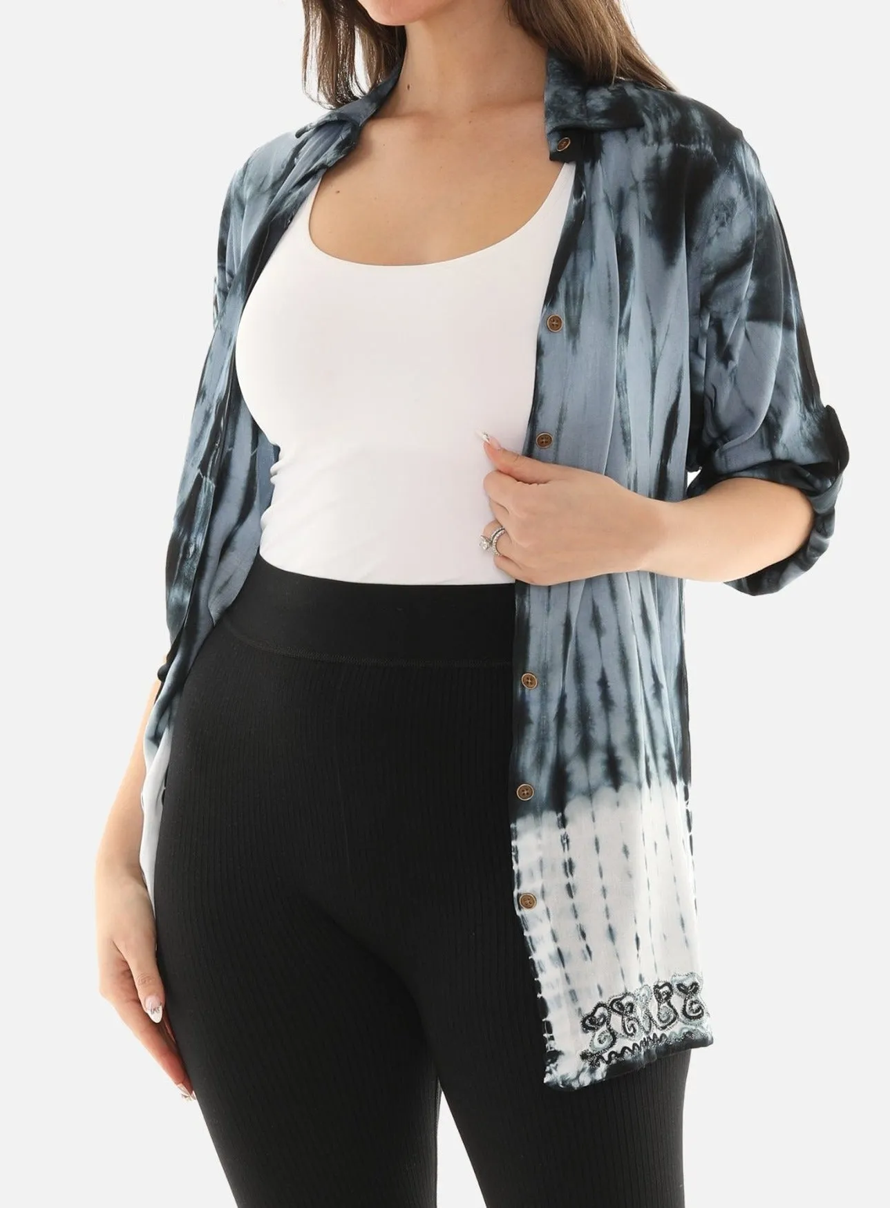 Women's Trendy Tie Dye Button Down Shirt