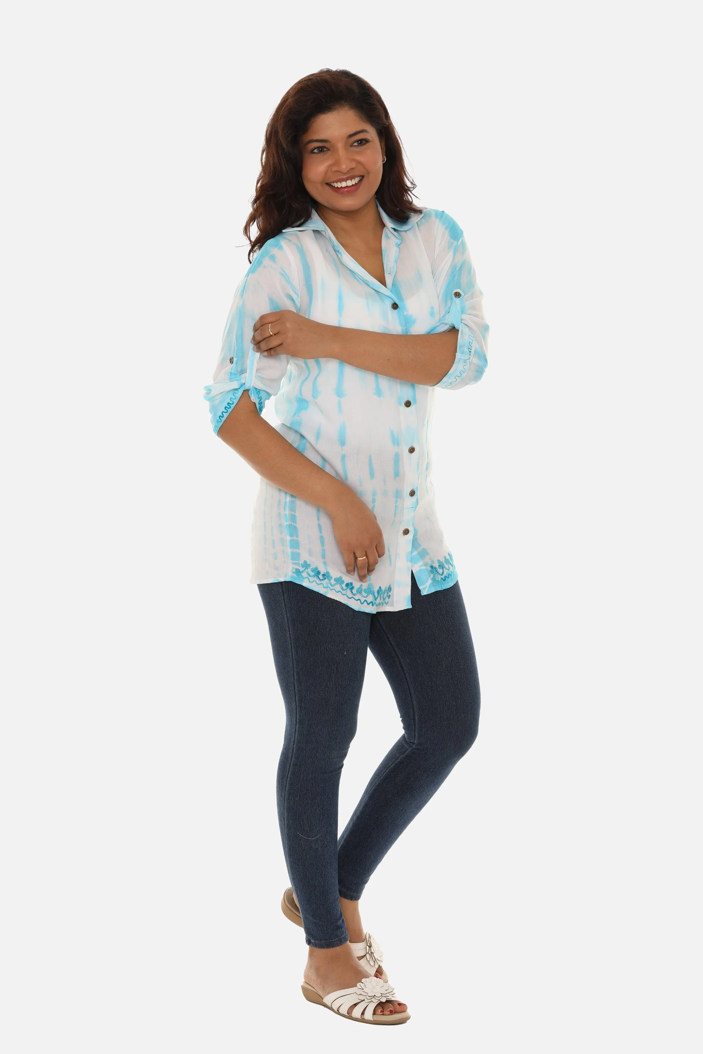 Women's Trendy Tie Dye Button Down Shirt
