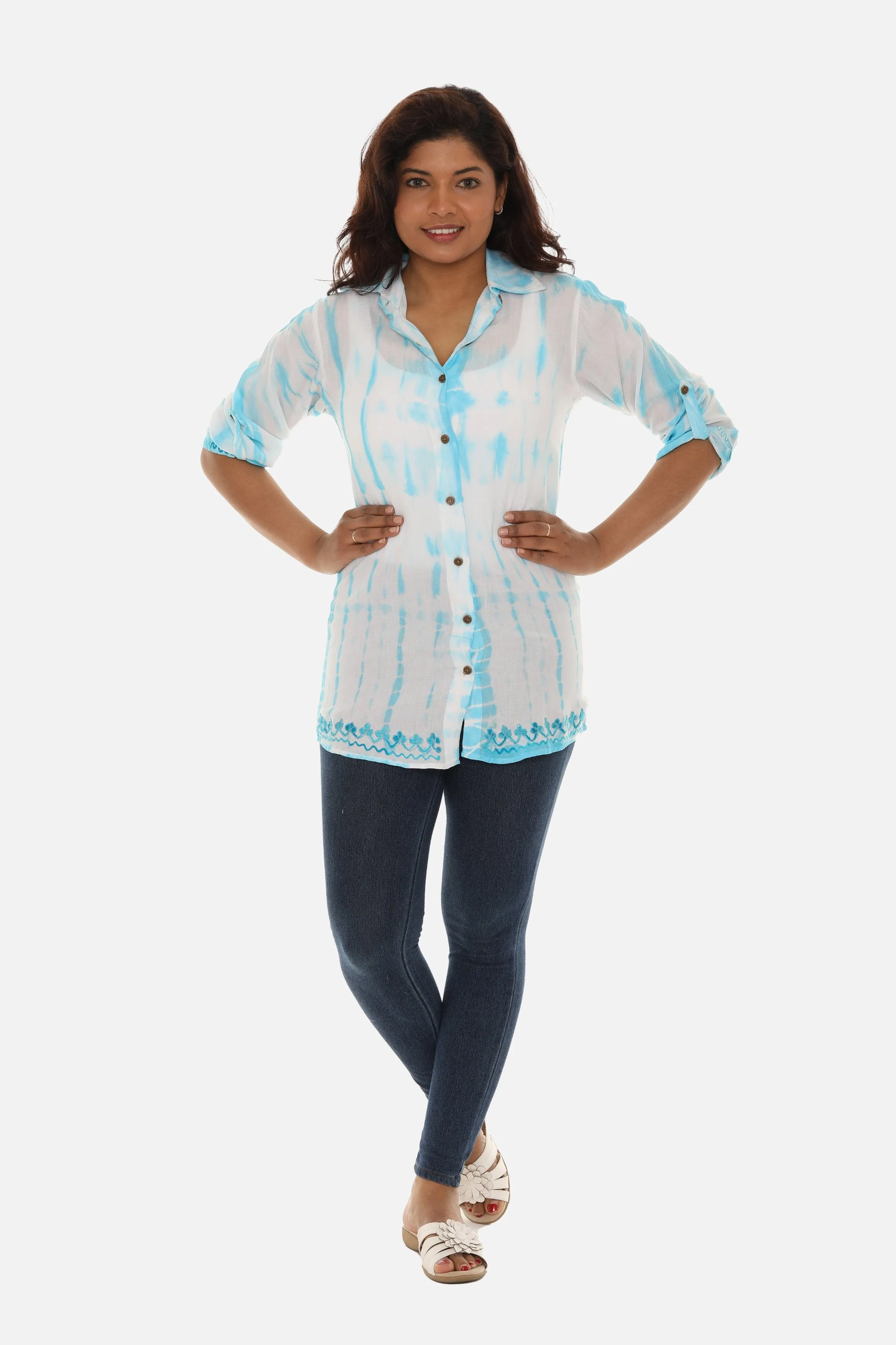Women's Trendy Tie Dye Button Down Shirt