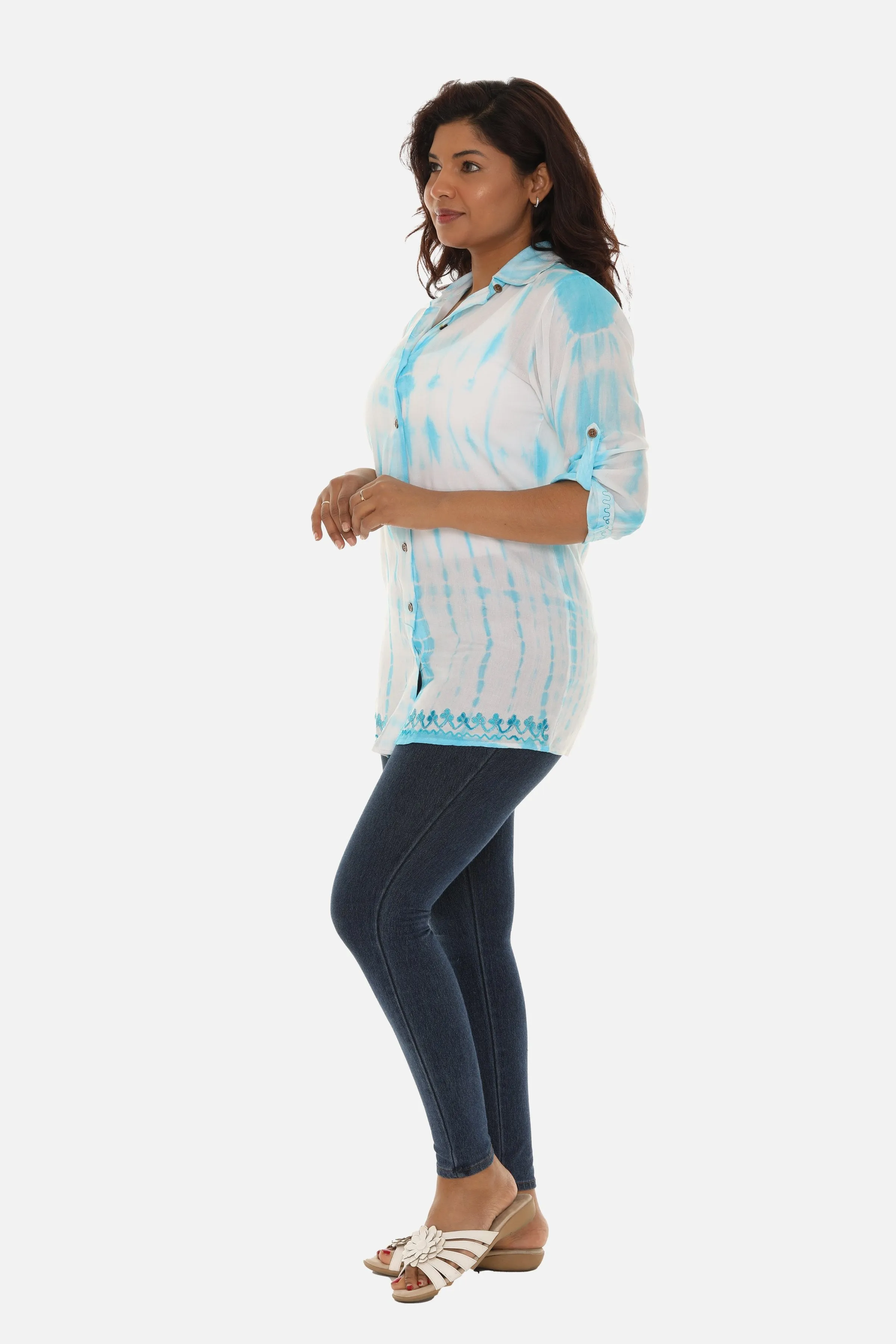 Women's Trendy Tie Dye Button Down Shirt