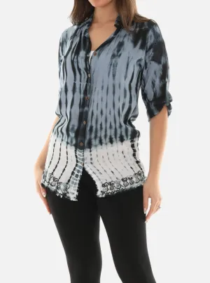 Women's Trendy Tie Dye Button Down Shirt