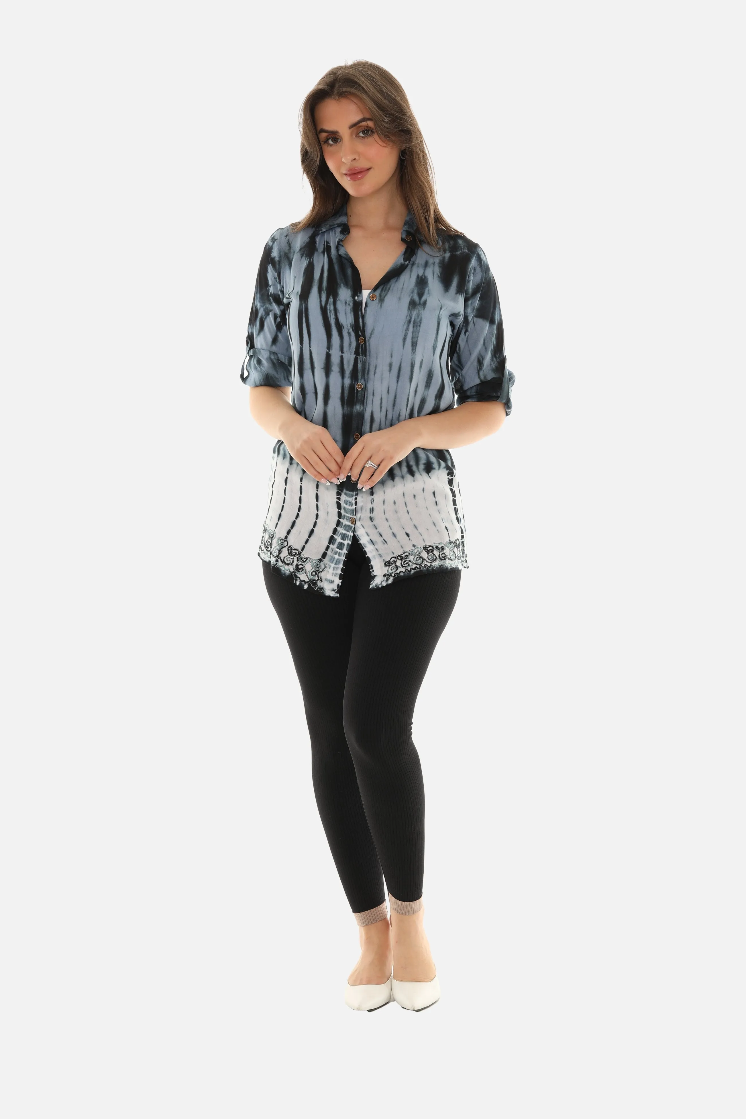 Women's Trendy Tie Dye Button Down Shirt