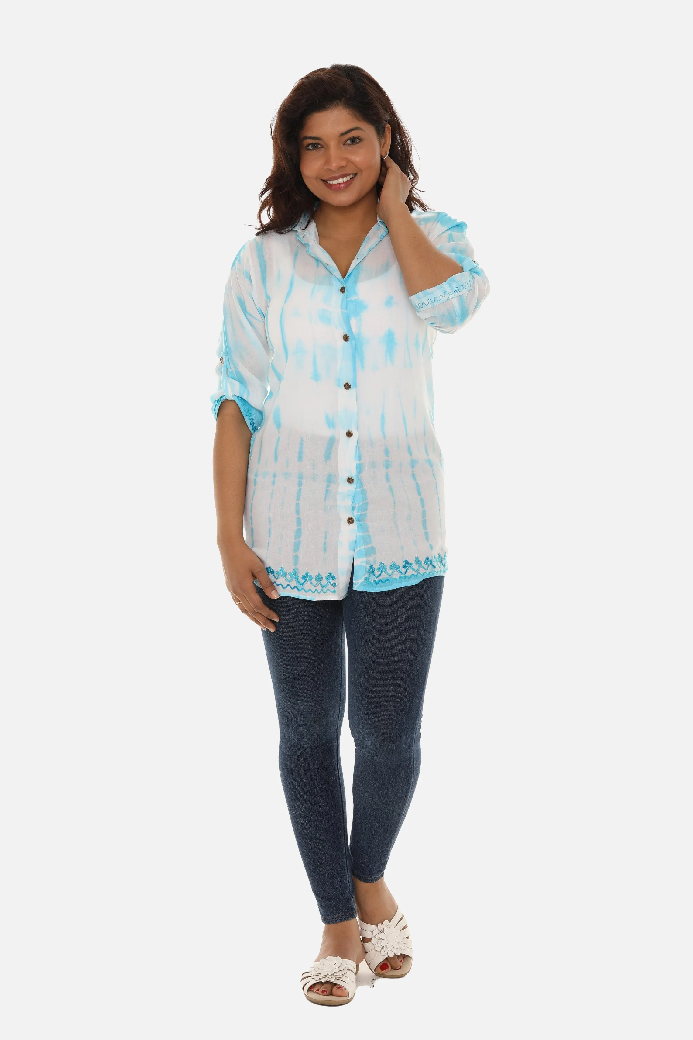 Women's Trendy Tie Dye Button Down Shirt