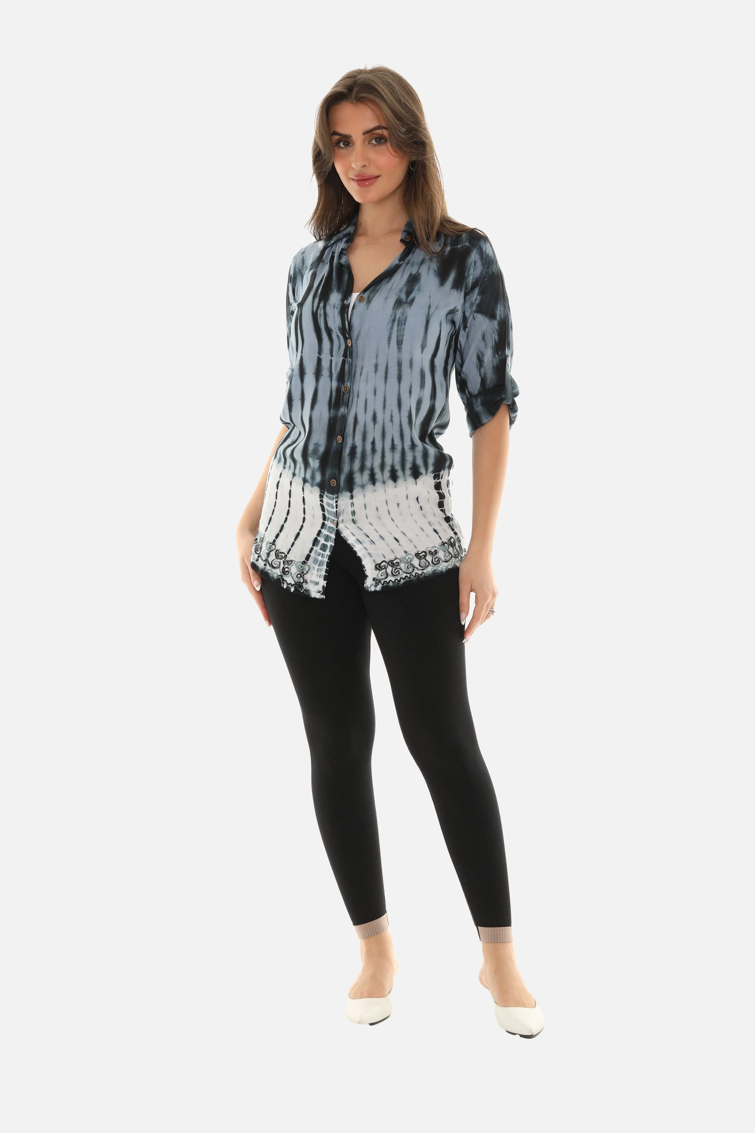 Women's Trendy Tie Dye Button Down Shirt