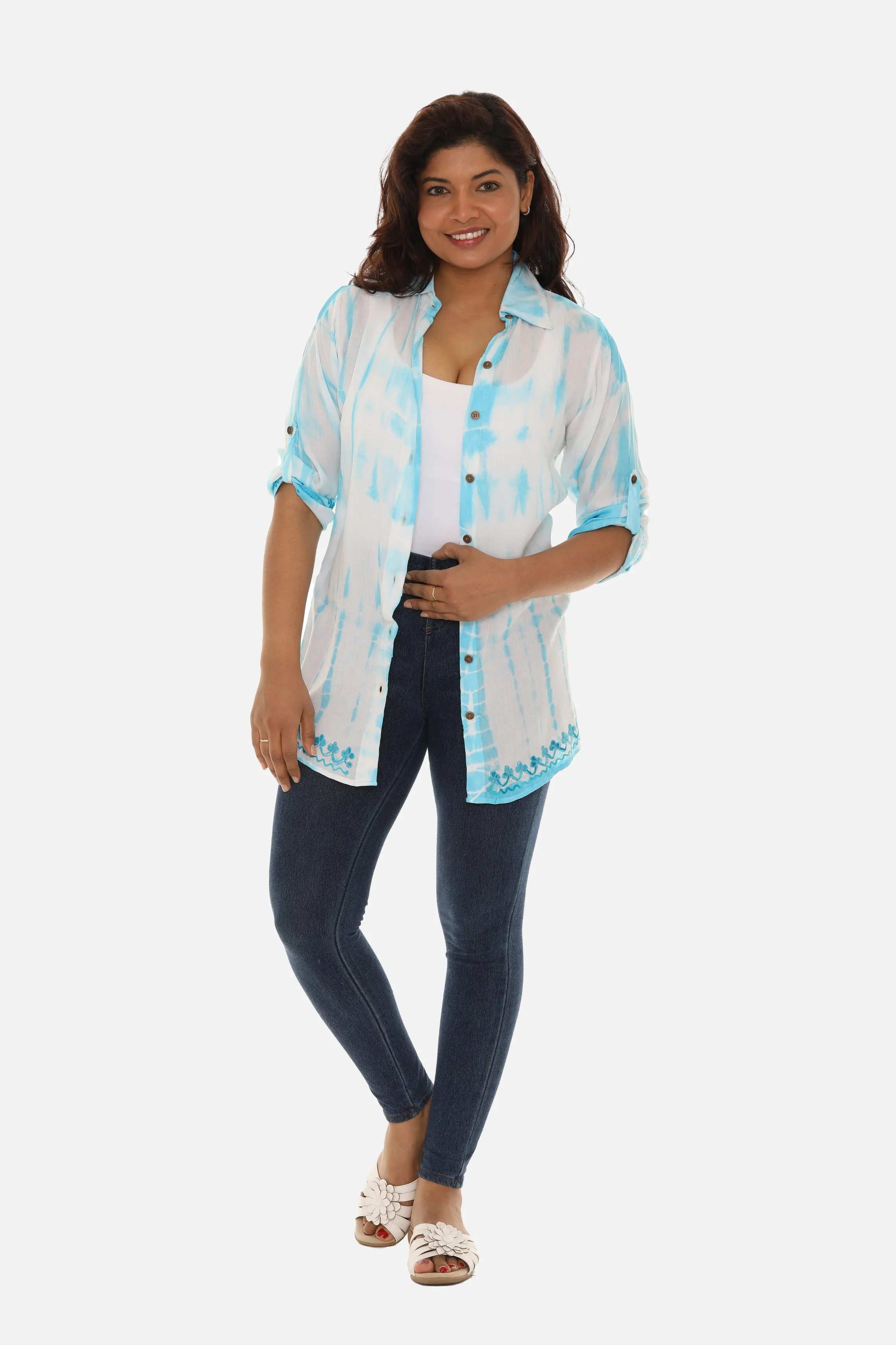 Women's Trendy Tie Dye Button Down Shirt