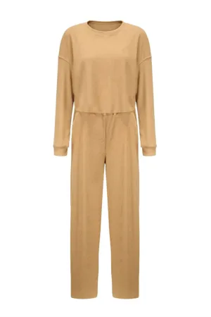 'Yasmin' Knit Ribbed Crop Top & Bottom Set (2 Colors)