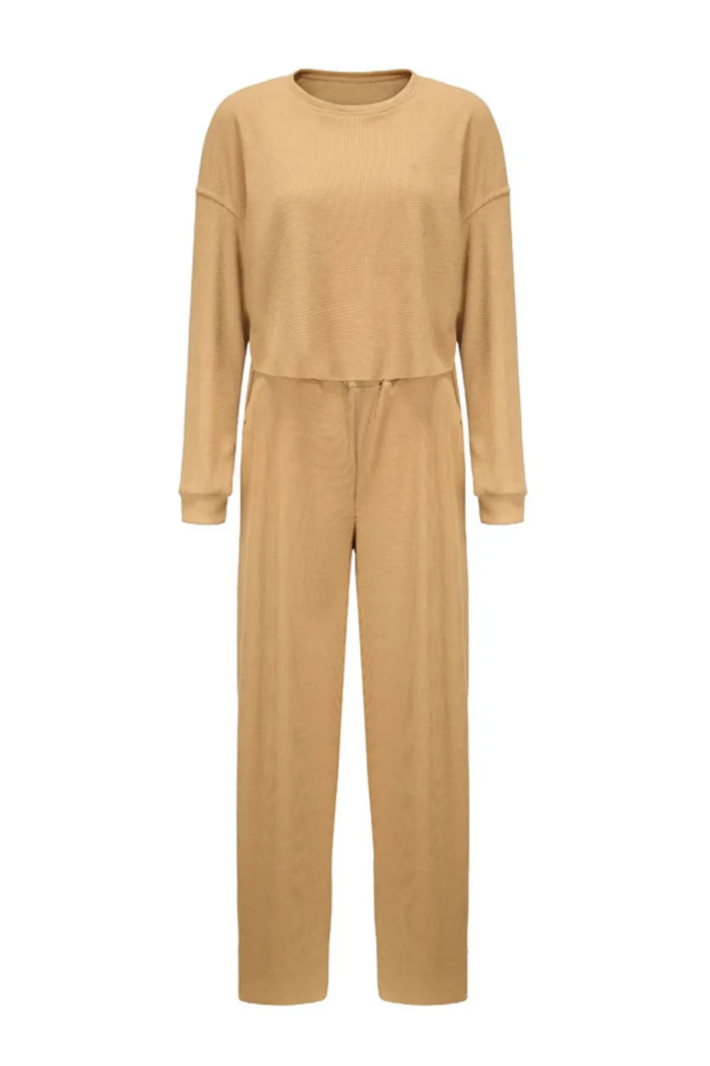 'Yasmin' Knit Ribbed Crop Top & Bottom Set (2 Colors)