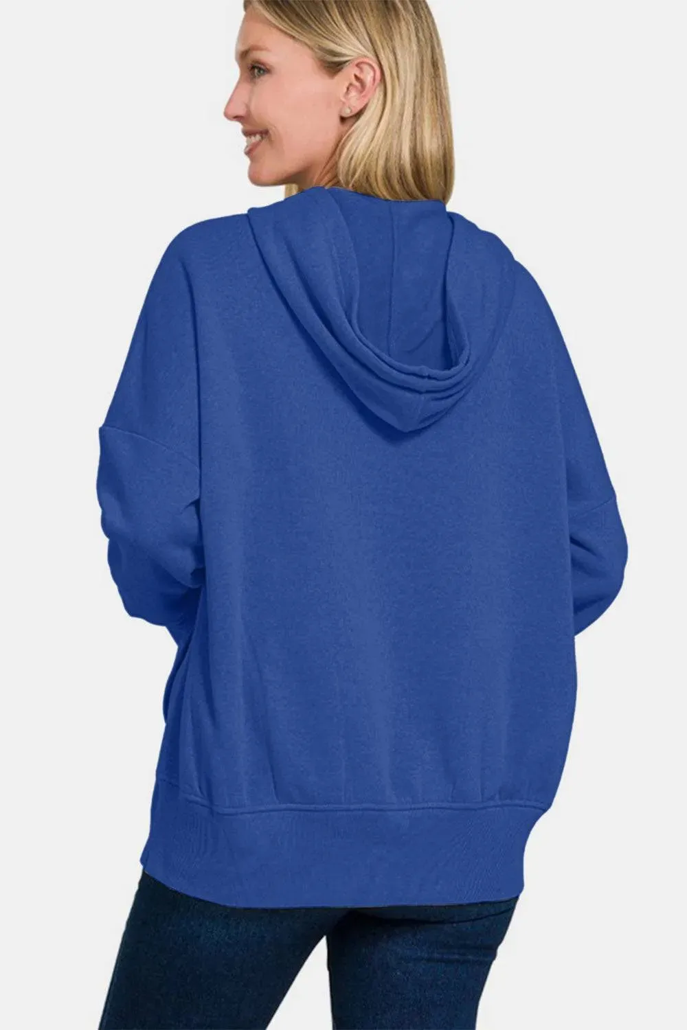 Zenana Long Sleeve Hoodie with Kangaroo Pocket