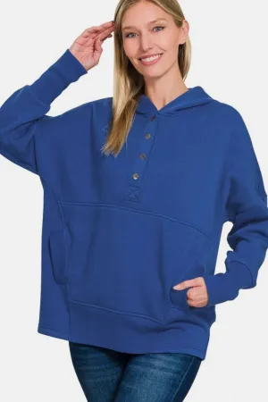 Zenana Long Sleeve Hoodie with Kangaroo Pocket